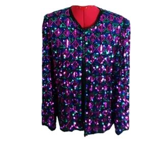VTG.LAURENCE KAZAR  SEQUIN JACKET LARGE